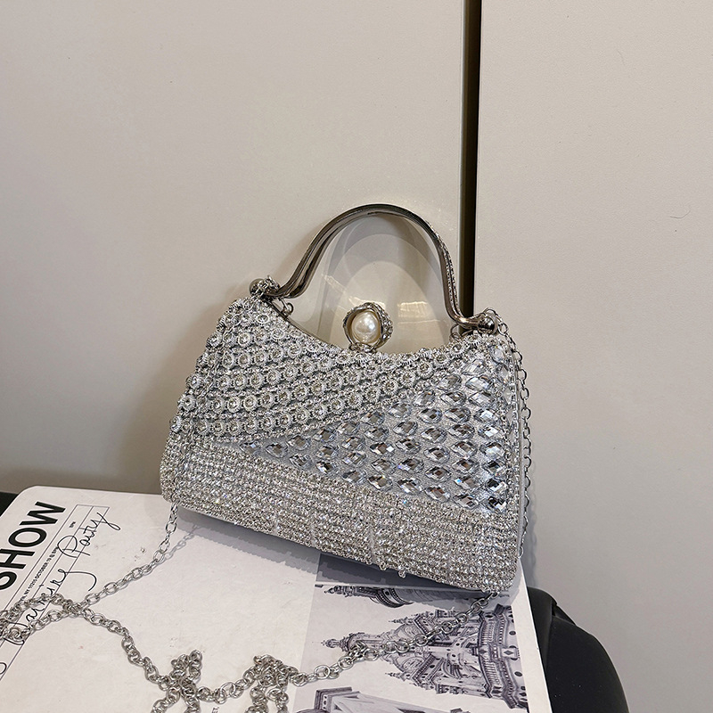 Geantă de seară decorată cu diamante, în stil vestimentar occidental, geantă de mână cu ciucuri și crossbody pentru femei