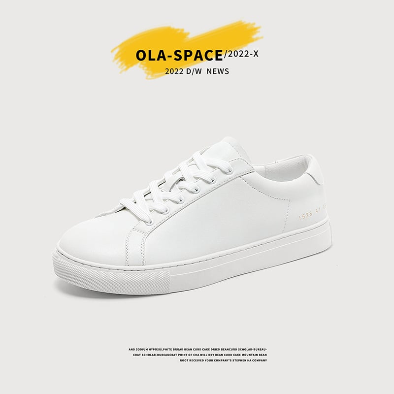 Klasszikus fehér bőrsneaker nőknek és férfiaknak, mindennapi viselet, alacsony talpú deszkás cipő