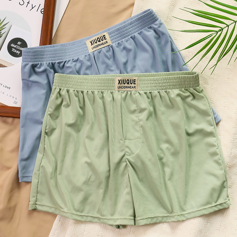 Boxeri bărbați Ice Silk pentru acasă – croială lejeră, mărime plus, pantaloni de pijama/acasă