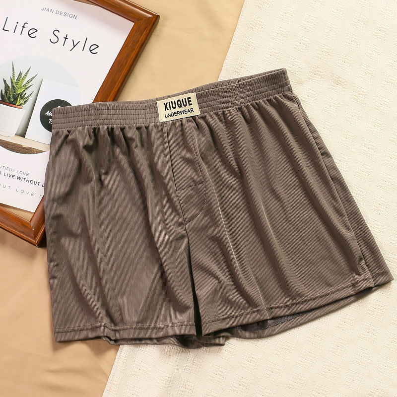 Boxeri bărbați Ice Silk pentru acasă – croială lejeră, mărime plus, pantaloni de pijama/acasă