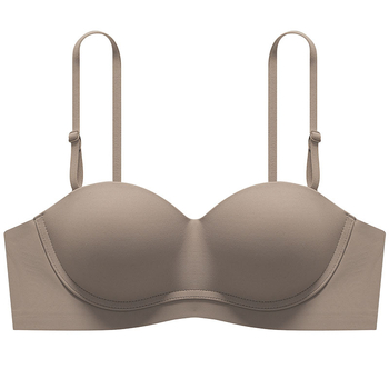 Sutien fără bretele, fără spate, model halter, fără cusături, discret, push-up pentru sân mic, nylon respirabil