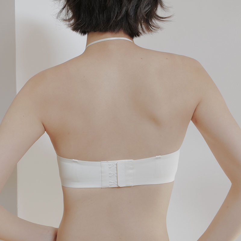 Sutien fără bretele, fără spate, model halter, fără cusături, discret, push-up pentru sân mic, nylon respirabil