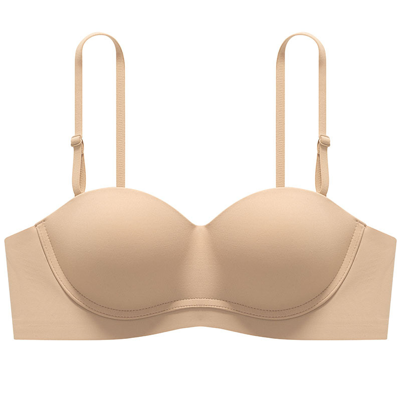 Sutien fără bretele, fără spate, model halter, fără cusături, discret, push-up pentru sân mic, nylon respirabil