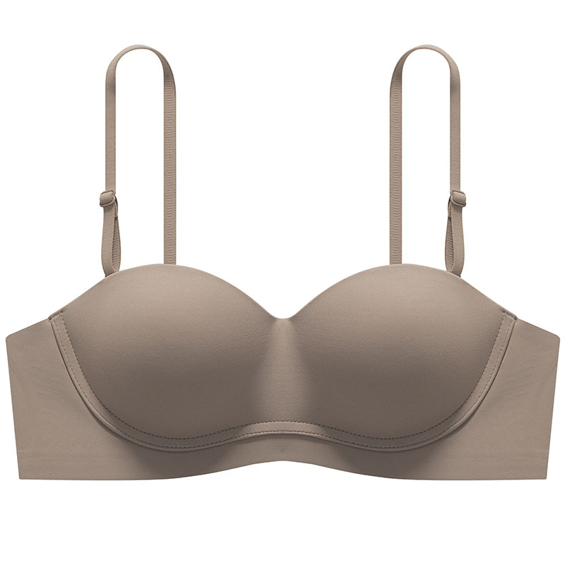 Sutien fără bretele, fără spate, model halter, fără cusături, discret, push-up pentru sân mic, nylon respirabil