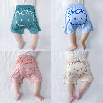 Pantaloni scurți din modal pentru vară, bebeluți, unisex, imprimeu animal, ușori, talie medie, 0-12 luni