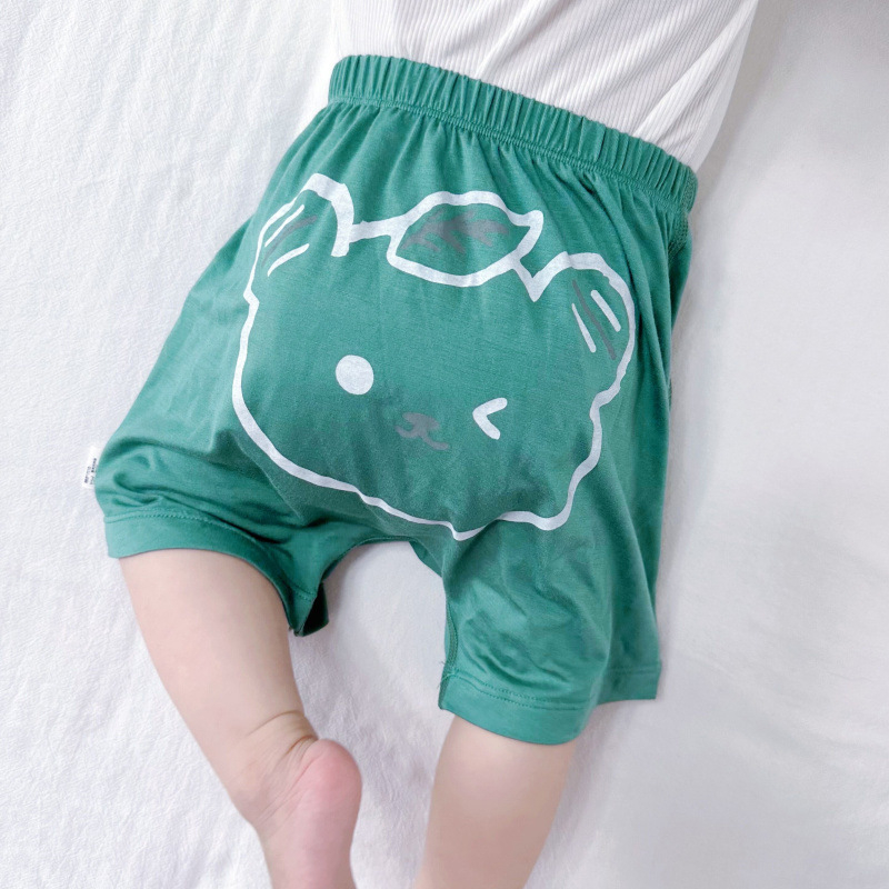 Pantaloni scurți din modal pentru vară, bebeluți, unisex, imprimeu animal, ușori, talie medie, 0-12 luni