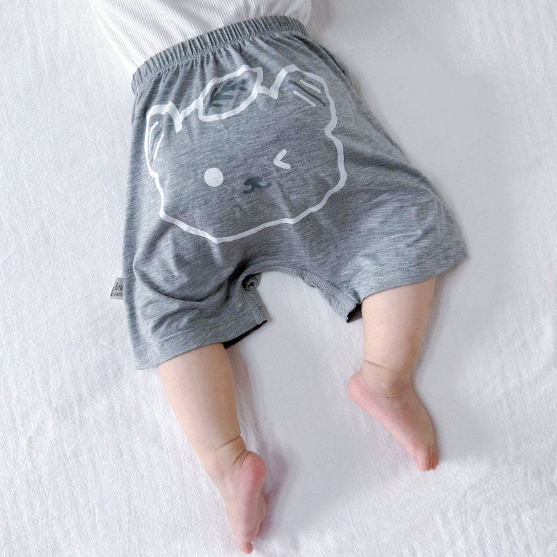 Pantaloni scurți din modal pentru vară, bebeluți, unisex, imprimeu animal, ușori, talie medie, 0-12 luni