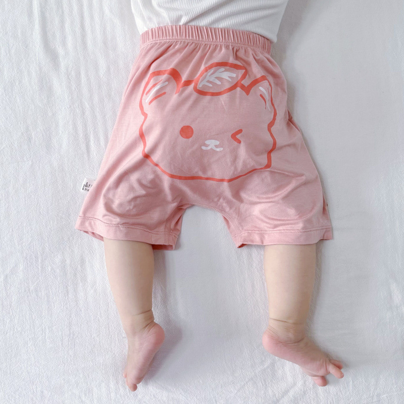Pantaloni scurți din modal pentru vară, bebeluți, unisex, imprimeu animal, ușori, talie medie, 0-12 luni