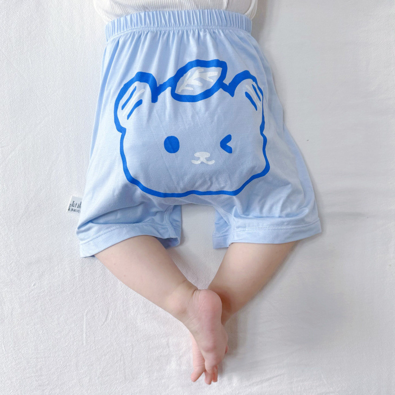 Pantaloni scurți din modal pentru vară, bebeluți, unisex, imprimeu animal, ușori, talie medie, 0-12 luni