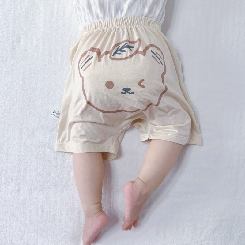 Pantaloni scurți din modal pentru vară, bebeluți, unisex, imprimeu animal, ușori, talie medie, 0-12 luni