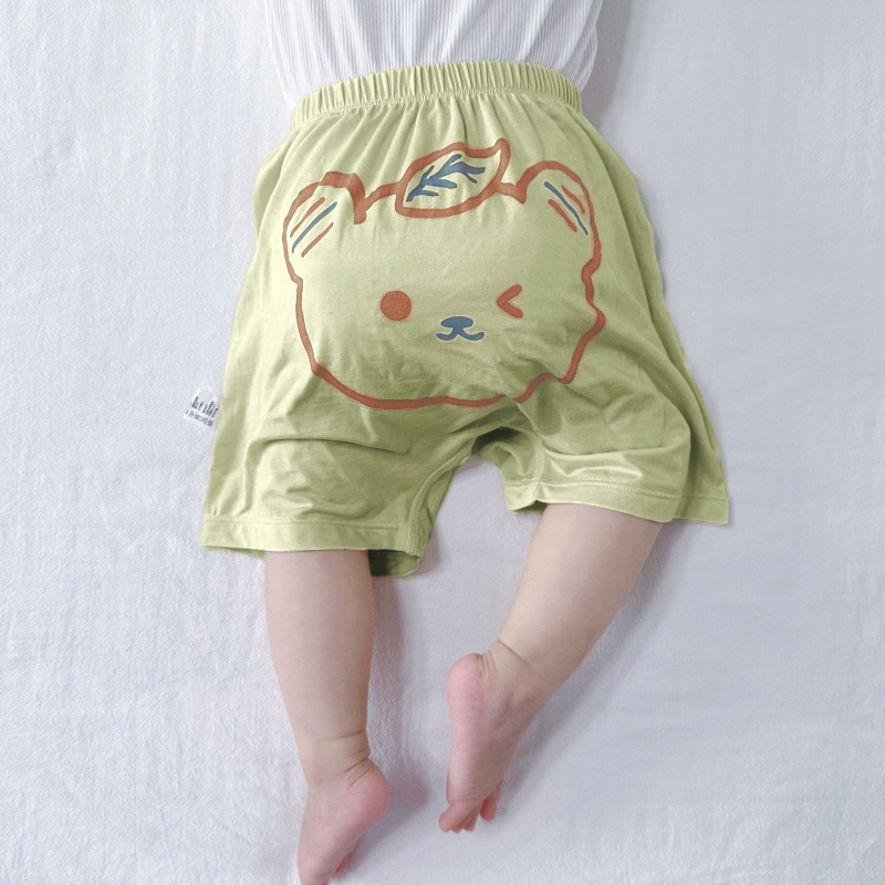 Pantaloni scurți din modal pentru vară, bebeluți, unisex, imprimeu animal, ușori, talie medie, 0-12 luni