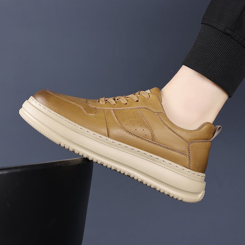 Sneakeri pentru bărbați cu talpă joasă din piele divizată, stil sport-office casual