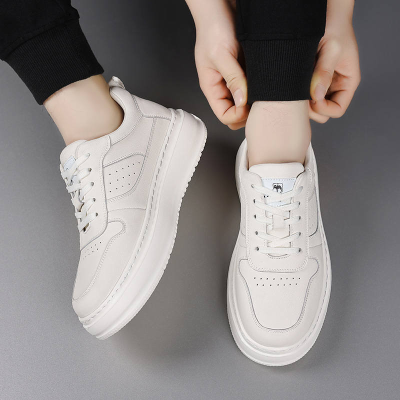 Sneakeri pentru bărbați cu talpă joasă din piele divizată, stil sport-office casual