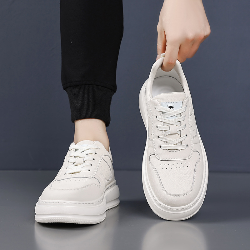 Sneakeri pentru bărbați cu talpă joasă din piele divizată, stil sport-office casual