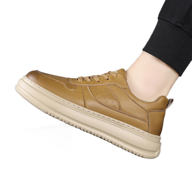 Sneakeri pentru bărbați cu talpă joasă din piele divizată, stil sport-office casual