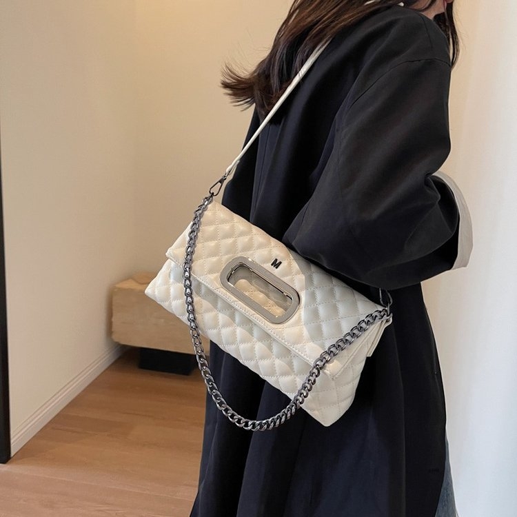 Geantă crossbody de lux pliabilă pentru femei, 2026 cu quilt diamantat și curea din lanț