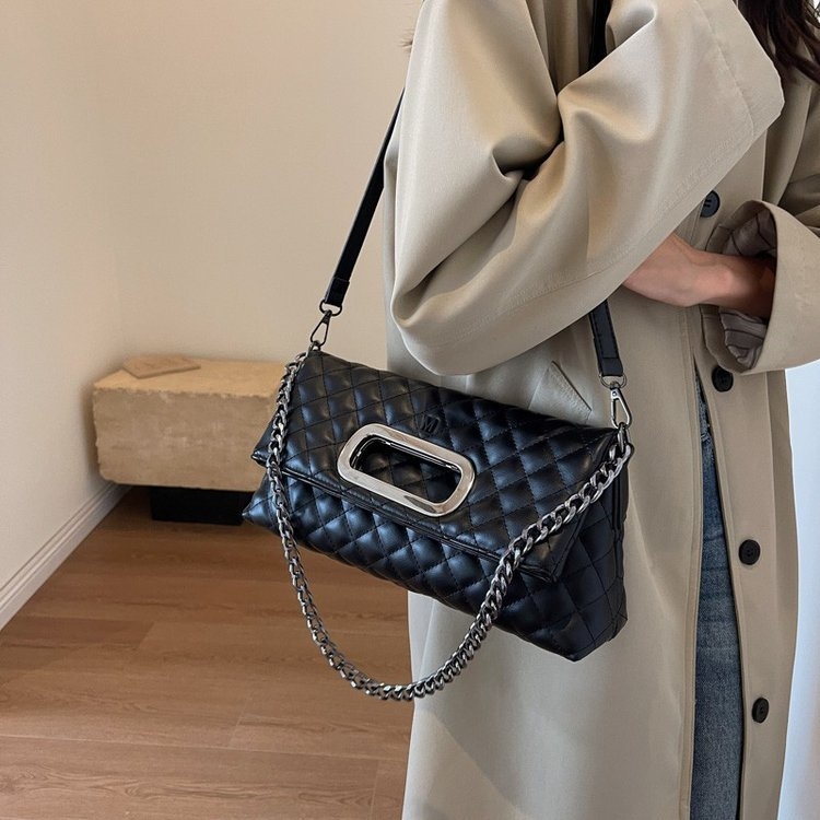 Geantă crossbody de lux pliabilă pentru femei, 2026 cu quilt diamantat și curea din lanț