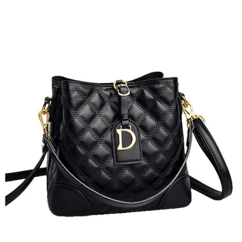 Geantă bucket pentru femei, cu quilting diamantat în model pătrat, curea din lanț, minimalistă și versatilă, capacitate mare, pe umăr sau crossbody.