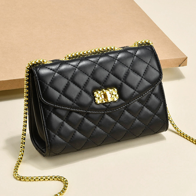 Geantă de umăr cu lanț, quiltată în model romb, stil Chanel-inspired, crossbody, simplă și versatilă