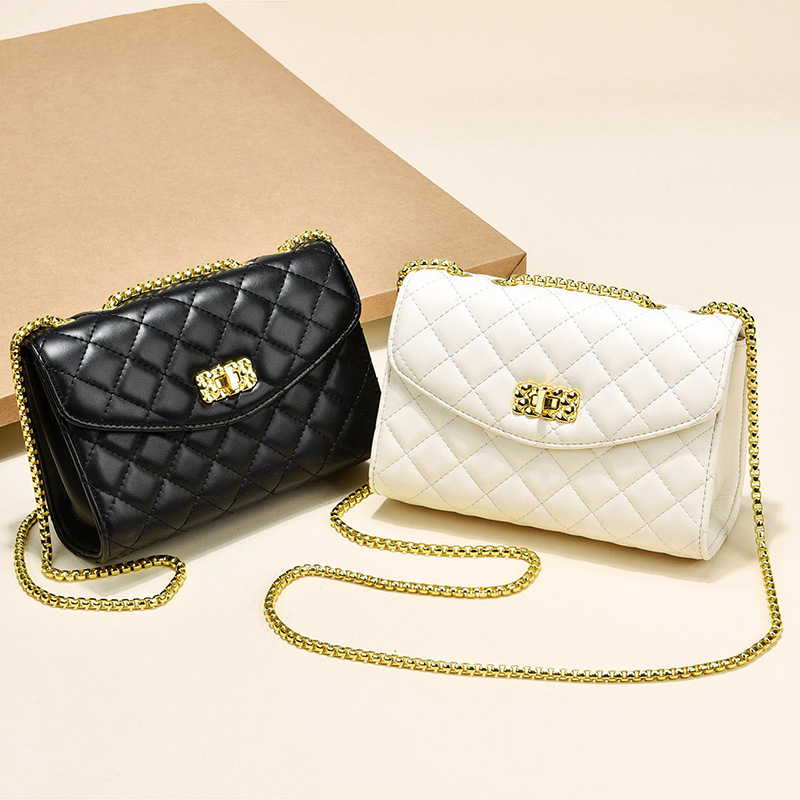 Geantă de umăr cu lanț, quiltată în model romb, stil Chanel-inspired, crossbody, simplă și versatilă