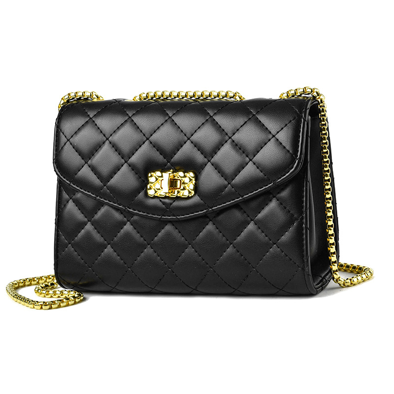 Geantă de umăr cu lanț, quiltată în model romb, stil Chanel-inspired, crossbody, simplă și versatilă