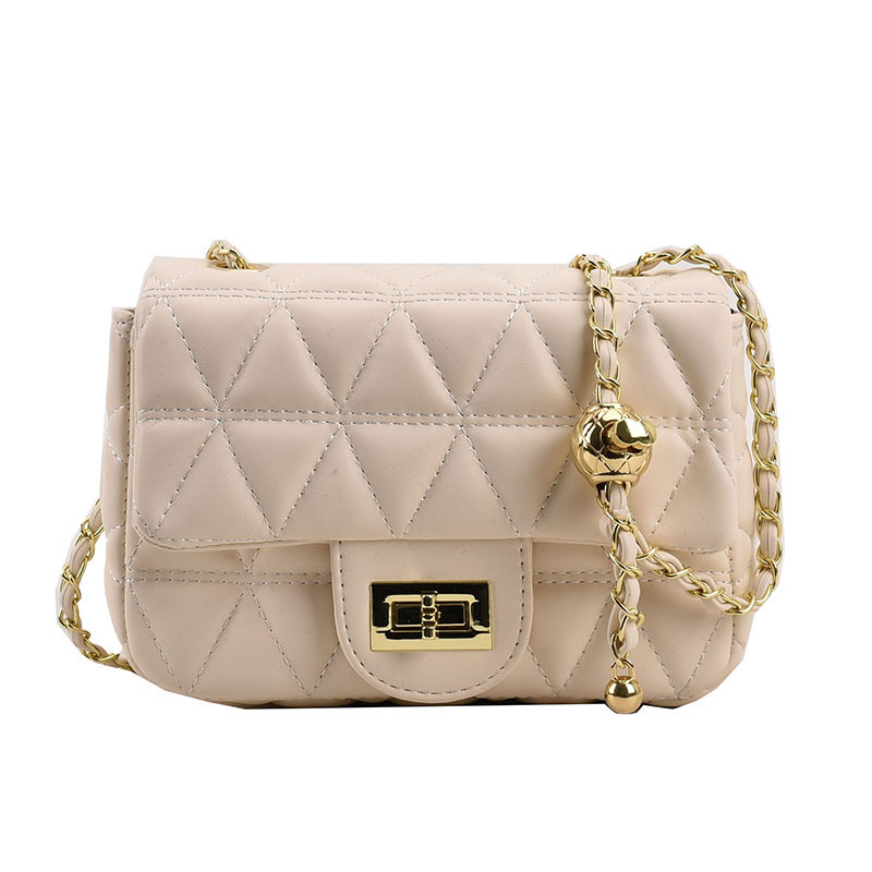 Geantă crossbody din PU cu model quiltat, mică, pătrată, curea din lanț, toamnă/iarnă 2025