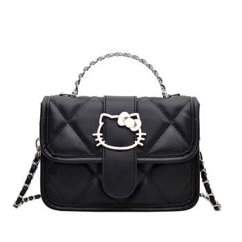 Geantă drăguță cu pisicuă desenată, geantă mică pătrată cu curea crossbody, geantă pentru femei elegantă, cu lanț, vară