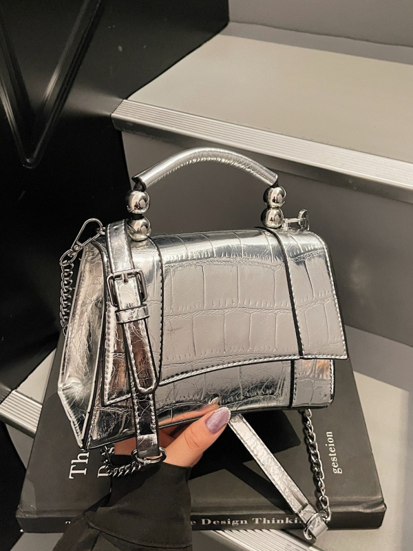 Geantă mică pătrată, cu lanț, model quilt diamant, lux ușor, purtare la mână sau pe umăr, pentru uz zilnic