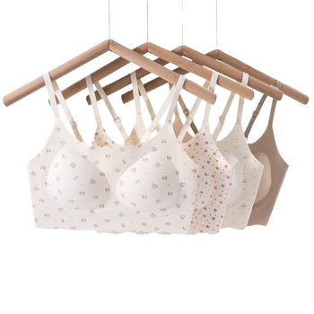 Sutien fără cusături, cu model floral, susținere moale, cupă completă, cupe din bumbac respirabile