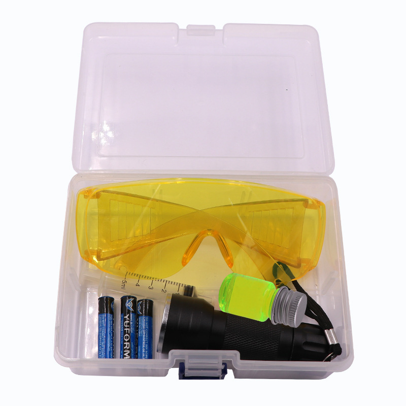 Kit de detectare a scurgerilor pentru aer condiționat auto, colorant mov fluorescent, set de 4 piese