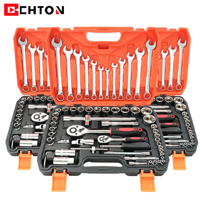 Set de scule multifuncțional cu 61 de piese, cu cheie cu soclu și cheie cu utilizare dublă, cutie de unelte pentru reparații la domiciliu și auto