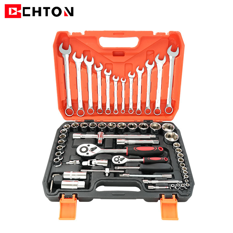 Set de scule multifuncțional cu 61 de piese, cu cheie cu soclu și cheie cu utilizare dublă, cutie de unelte pentru reparații la domiciliu și auto