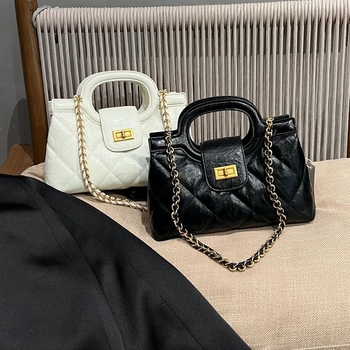 Primăvara 2026: Geantă de umăr crossbody mică, cu lanț în formă de romb, elegantă și ușoară