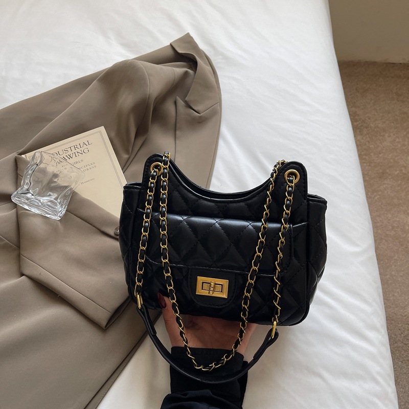 Geantă pentru femei cu lanț texturat în model diamant, PU, 2026 noul sezon, geantă mică pătrată versatilă pentru umăr sau crossbody