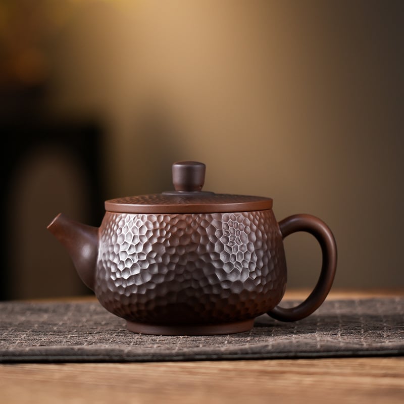 Ceainic din ceramică mov din Yunnan, lucrat manual, textură ciocanată, stil Fengming Han Tile, capacitate mare, set ceai de lux pentru casă în cutie cadou