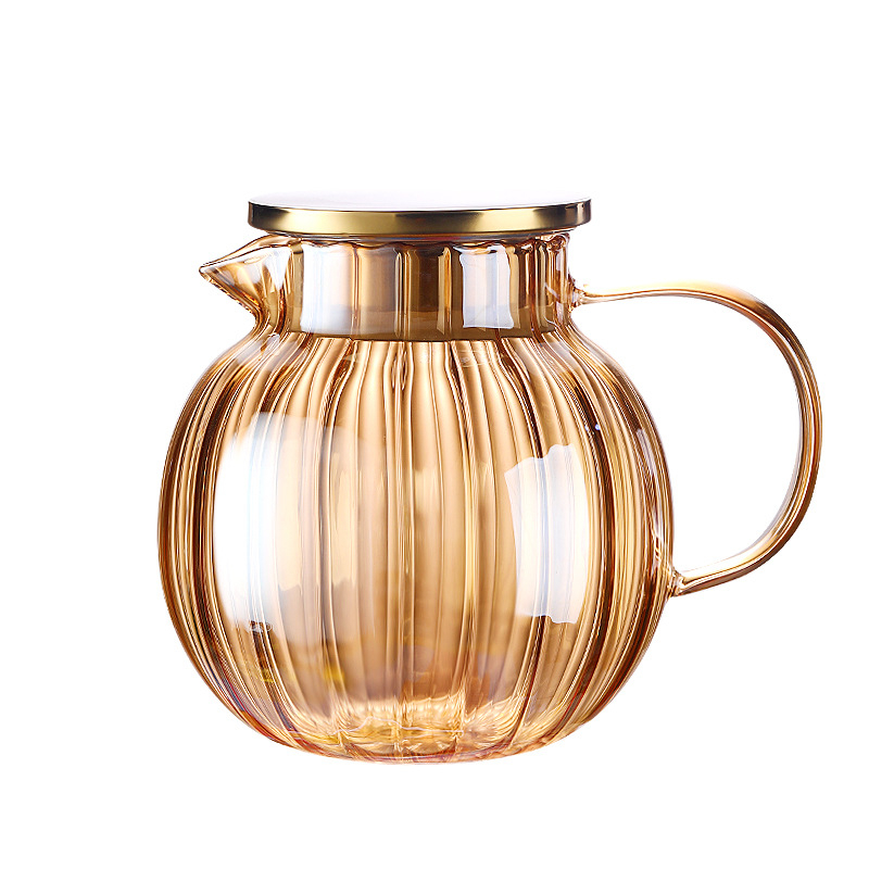 Carafă de sticlă de culoare chihlimburie cu dungi verticale, capacitate mare pentru apă și suc, design modern minimalist