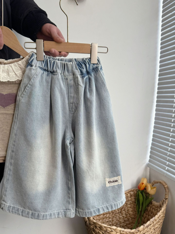 2026 toamnă devreme pantaloni pentru fete cu croială largă, stil coreean, dantelă albă, pantaloni din bumbac cu protecție împotriva țânțarilor