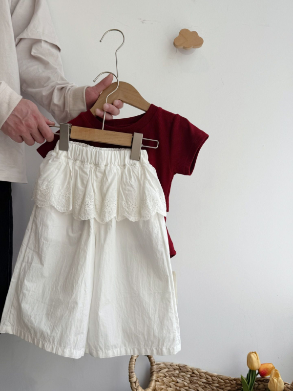 2026 toamnă devreme pantaloni pentru fete cu croială largă, stil coreean, dantelă albă, pantaloni din bumbac cu protecție împotriva țânțarilor
