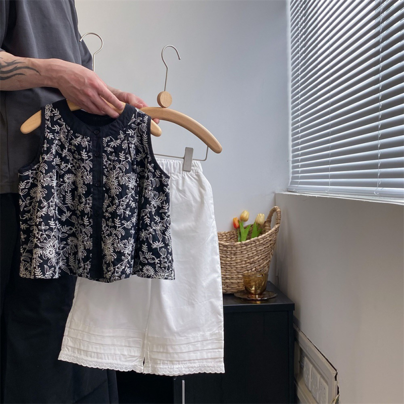2026 toamnă devreme pantaloni pentru fete cu croială largă, stil coreean, dantelă albă, pantaloni din bumbac cu protecție împotriva țânțarilor