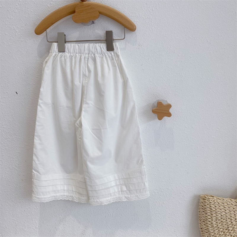2026 toamnă devreme pantaloni pentru fete cu croială largă, stil coreean, dantelă albă, pantaloni din bumbac cu protecție împotriva țânțarilor