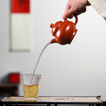 Ceainic din lut mov Yixing, stil Da Hong Pao, 220 ml, pictat manual, cadou practic
