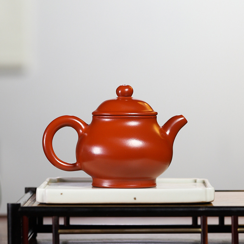 Ceainic din lut mov Yixing, stil Da Hong Pao, 220 ml, pictat manual, cadou practic