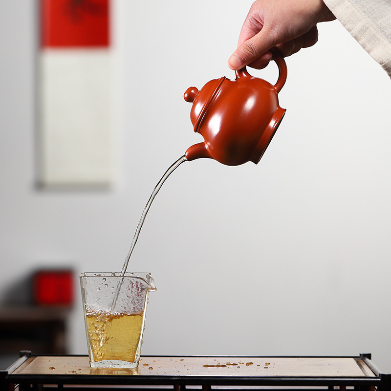 Ceainic din lut mov Yixing, stil Da Hong Pao, 220 ml, pictat manual, cadou practic