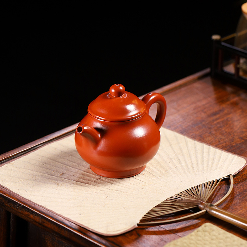 Ceainic din lut mov Yixing, stil Da Hong Pao, 220 ml, pictat manual, cadou practic