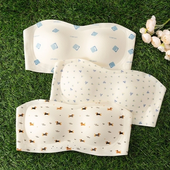 Top tubular fără bretele pentru sâni mici, răcoros, anti-derapare, cupă fără cusături, respirabil, imprimeu floral