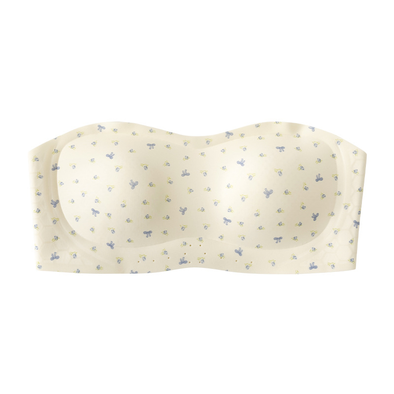 Top tubular fără bretele pentru sâni mici, răcoros, anti-derapare, cupă fără cusături, respirabil, imprimeu floral
