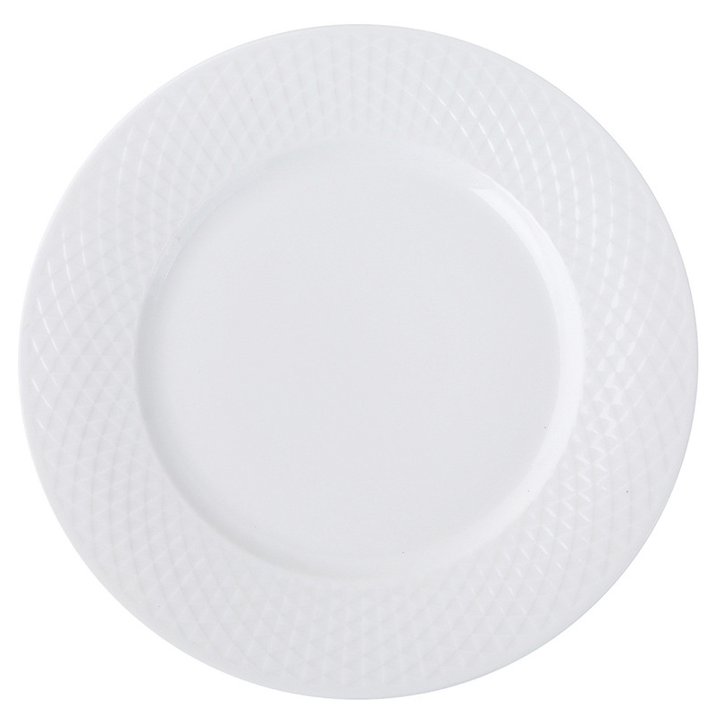 Farfurie ceramică de înaltă calitate pentru bucătărie occidentală, uz casnic, farfurie pentru steak, farfurie plată minimalist-creativă cu model tip grilă, farfurie pentru paste, veselă în stil european.