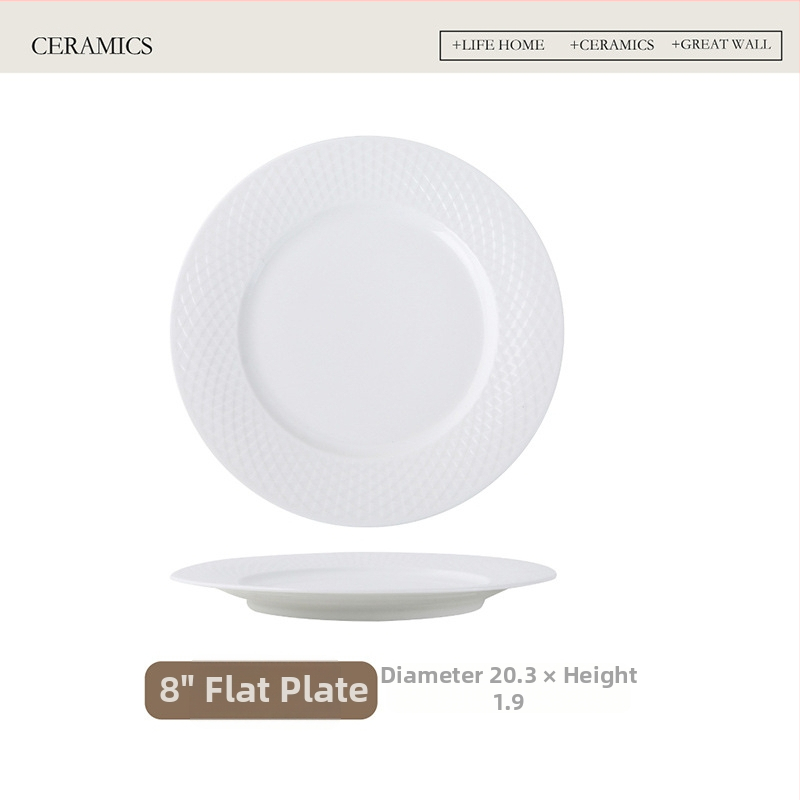 Farfurie ceramică de înaltă calitate pentru bucătărie occidentală, uz casnic, farfurie pentru steak, farfurie plată minimalist-creativă cu model tip grilă, farfurie pentru paste, veselă în stil european.
