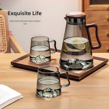 Set de ceainic pentru apă rece, stil retro, capacitate mare, sticlă din borosilicat înalt, rezistent la temperaturi, pentru living.
