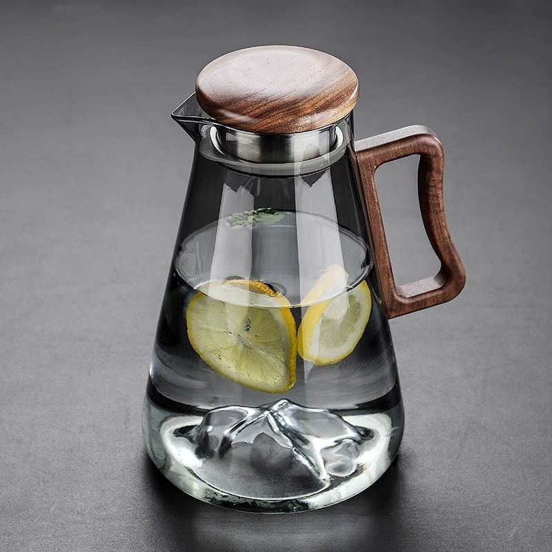 Set de ceainic pentru apă rece, stil retro, capacitate mare, sticlă din borosilicat înalt, rezistent la temperaturi, pentru living.
